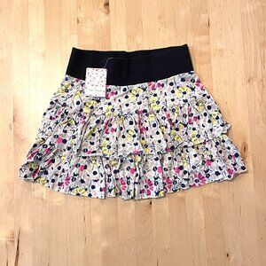 NWT Free People Cotton Ruffle Mini Skirt XS Pink Yellow Floral
